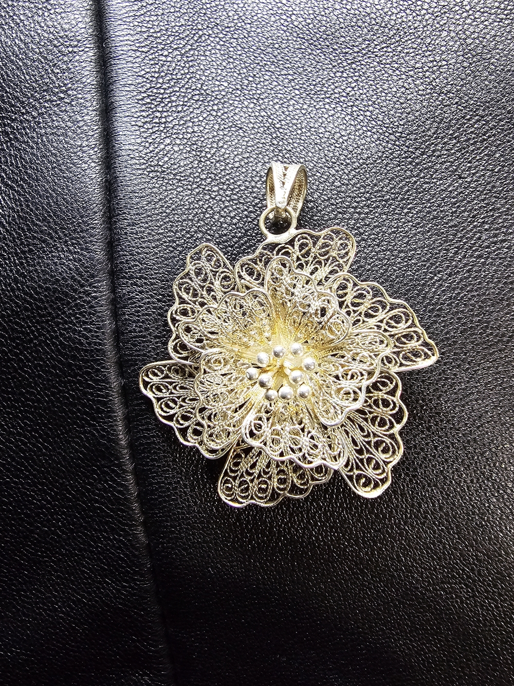 Sterling Silver Filigree Flower Pendant Necklace - Elegant Women's Jewelry